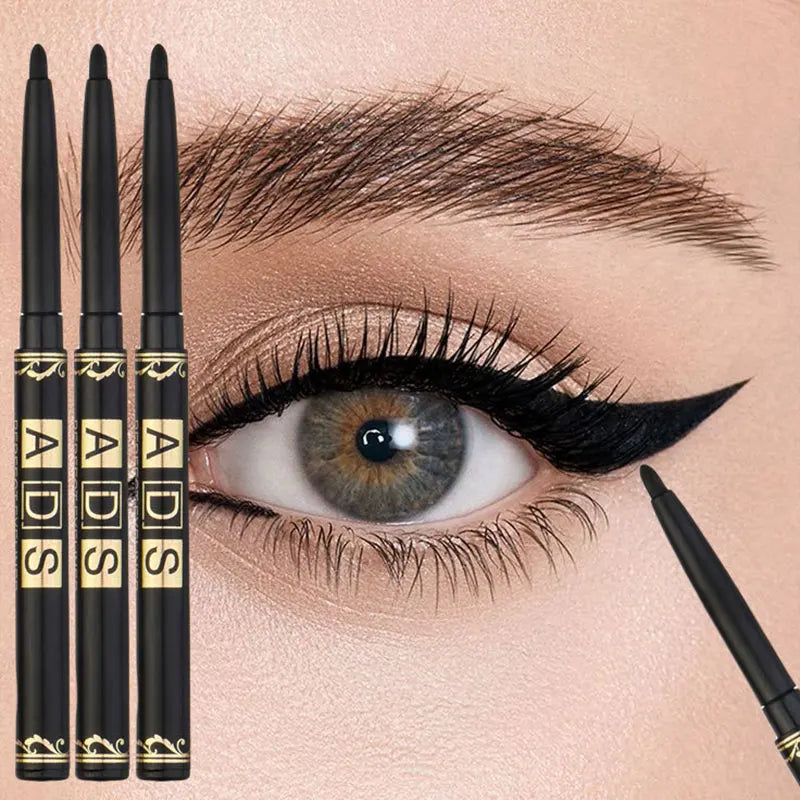 3Pcs Black Eyeliner Pencils -Waterproof, Sweatproof & Smudge-Proofwith Easy Twist Application For Flawless Eye Makeup