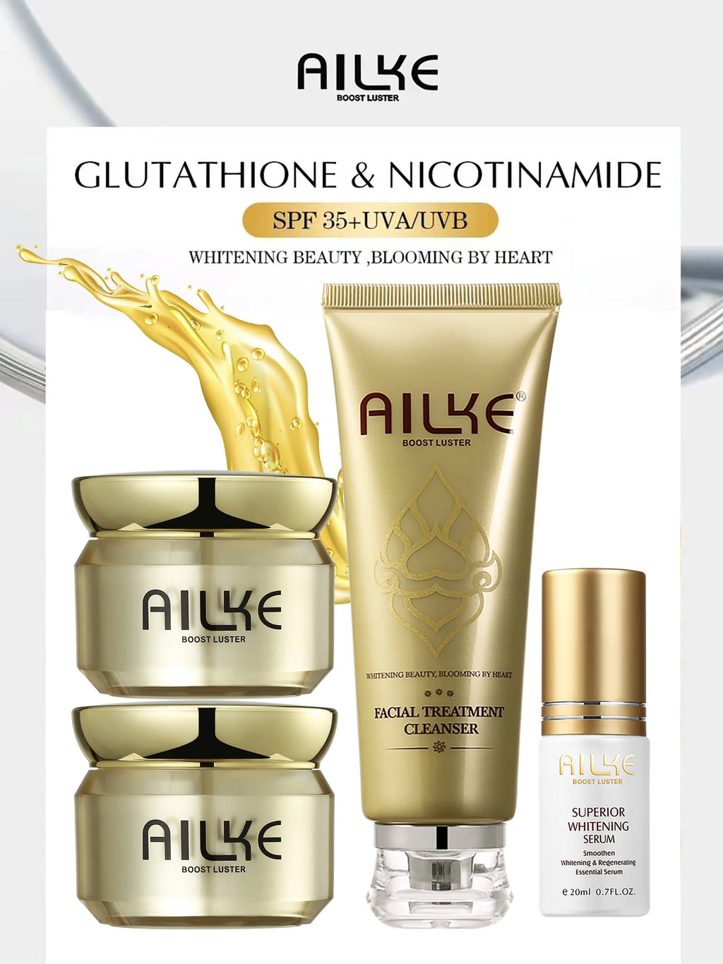 AILKE Whitening Facial Skin Care Set - Glutathione & Niacinamide