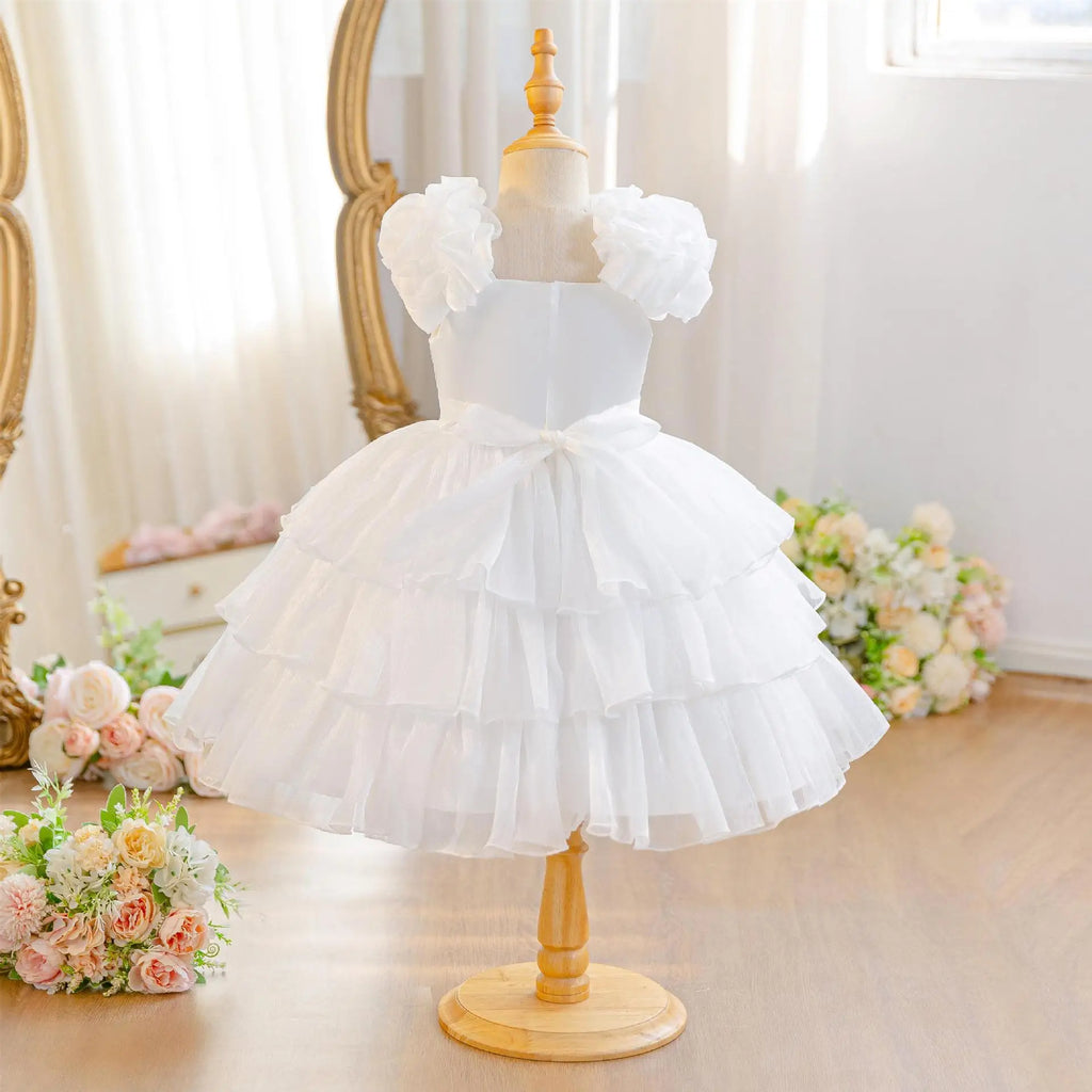 HETISO Baby Girls Summer New Version Layered Dresses Children's One Year Princess Sequined Pink Wedding Party Ball Gown 1-5Y