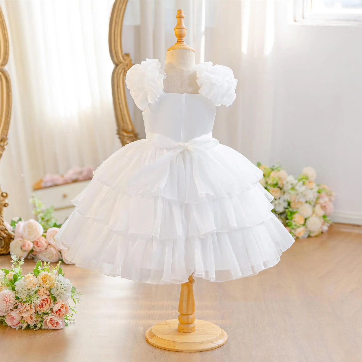 HETISO Baby Girls Summer New Version Layered Dresses Children's One Year Princess Sequined Pink Wedding Party Ball Gown 1-5Y