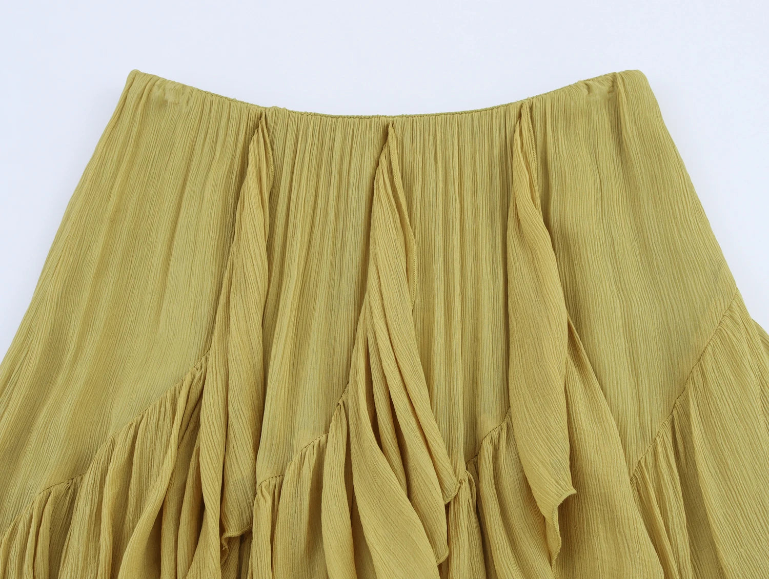 Topenomi Fairy Tierred Ruffled Skirt Women Summer Simple Solid Elastic Waist A-line Long SkirtsK Fashion Versatile Юбка