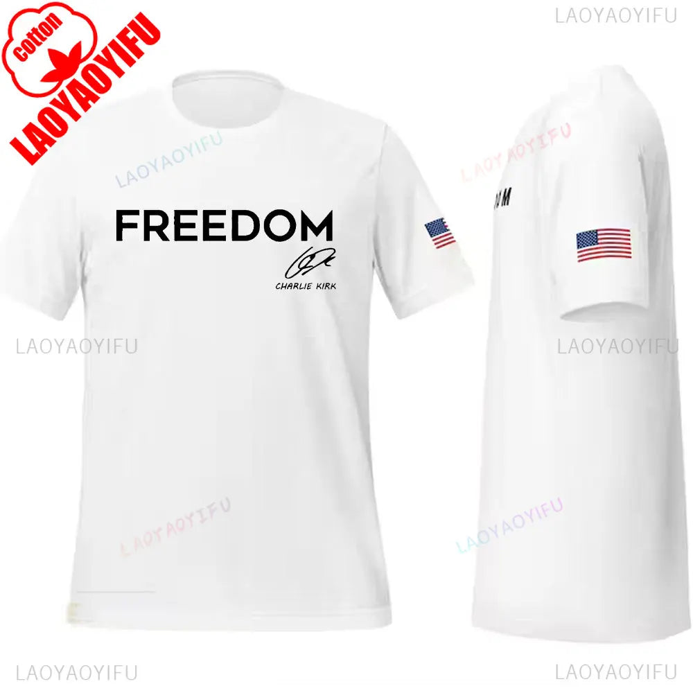 Charlie Kirk Freedom Shirt Patriotic Graphic Tee Tribute For Patriotic Activists Streetwear