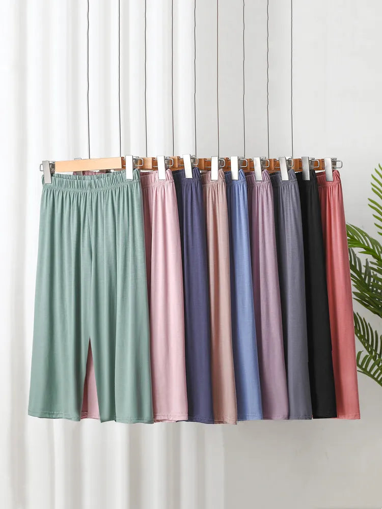 Modal Loose Sporty Summer Sleepwear Women's Casual Pants Straight Leg Wide Leg Big Size Thin Short Shorts Home Comfortable