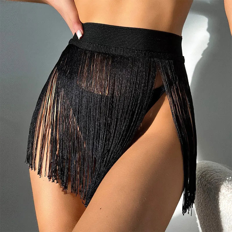 Women's Fringed Mini Beach Skirt – Slim Fit Swimsuit Cover-Up for Resort & Pool