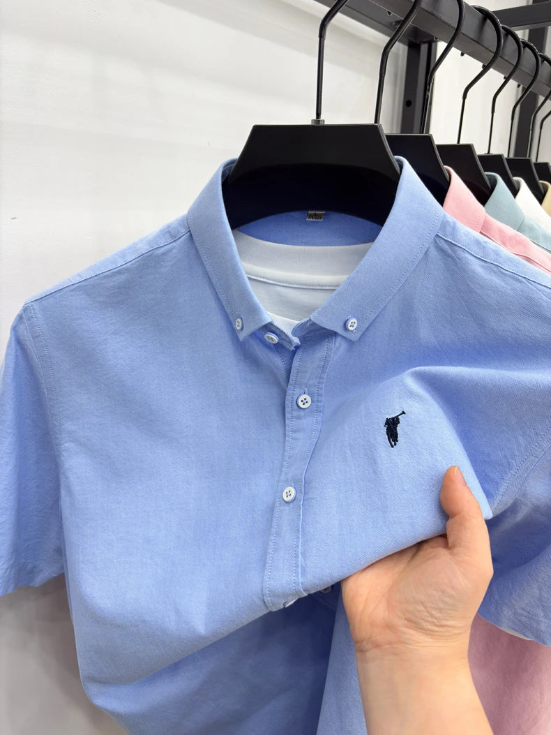 100% pure cotton short sleeve shirt summer new breathable men's T-shirt designer brand Paul Pony embroidery business casual top