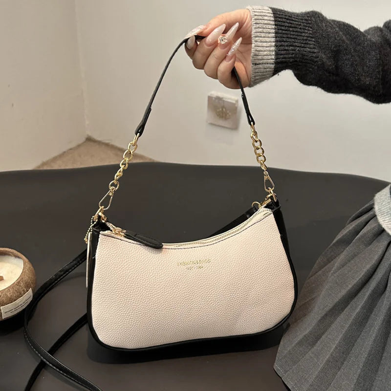 Crossbody Bag for Women Adjustable Strap Crescent Shoulder Bag PU Leather Zipper Closure Casual Handbag for Work Travel