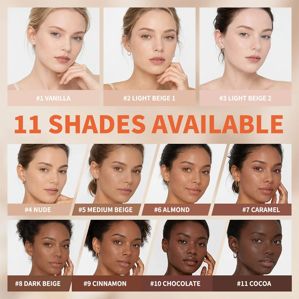 2-in-1 Liquid Foundation & Concealer Buildable Coverage Velvet Matte Finish Long Lasting Sweat Resistant Natural Face Makeup