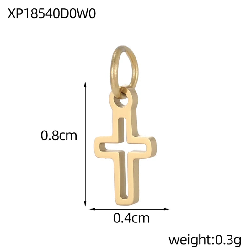Jesus Cross Pendant Charm Set Unisex Three Pack Colorful Stainless Steel Cubic Zirconia DIY Jewelry