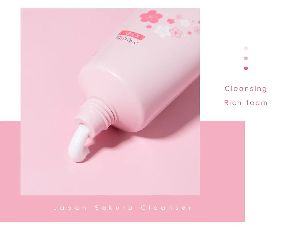 LAIKOU Sakura Facial Cleanser - 50g Gentle Deep Cleaning Face Wash
