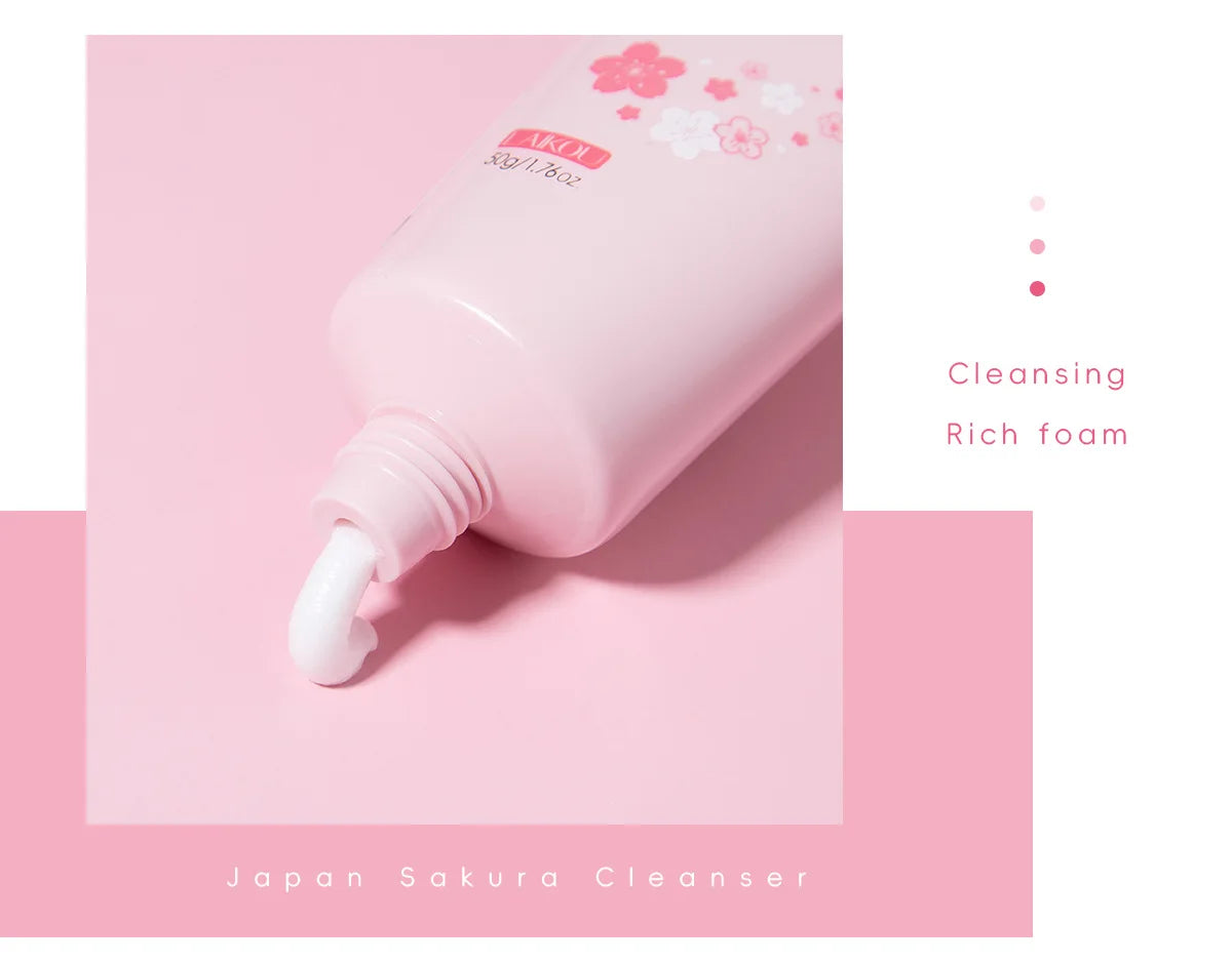 LAIKOU Sakura Facial Cleanser - 50g Gentle Deep Cleaning Face Wash