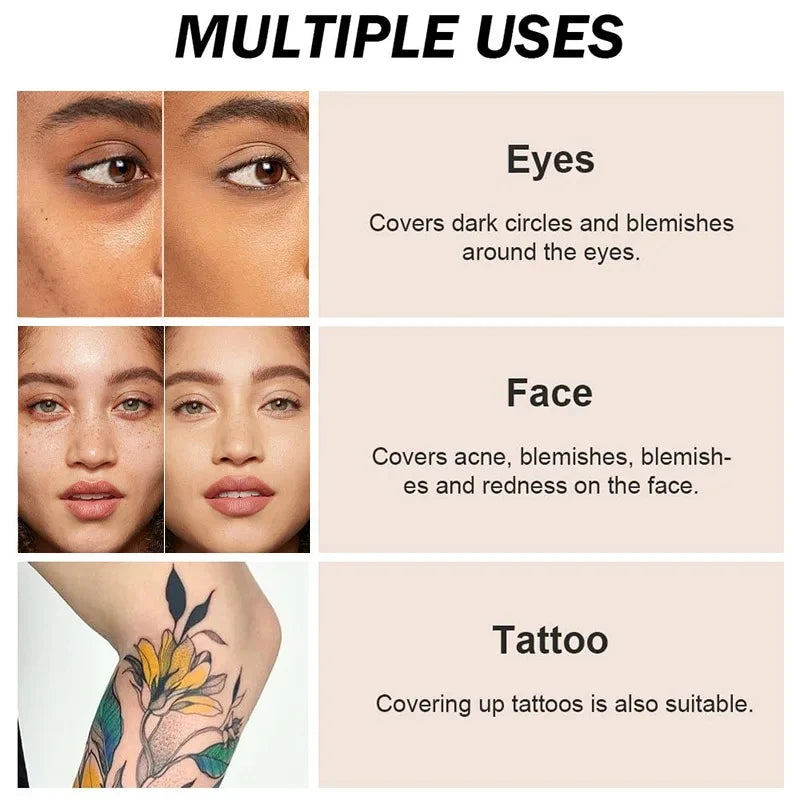 Concealer Makeup, 14 Shades Full Coverage Concealer Tube, Long Lasting Waterproof Concealer for Dark Circles, Acne Scars, Tattoo