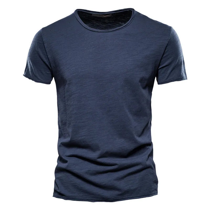 Aiopeson 100% Algodón Hombre Cuello V Camiseta Ajustada de Confort Premium Casual