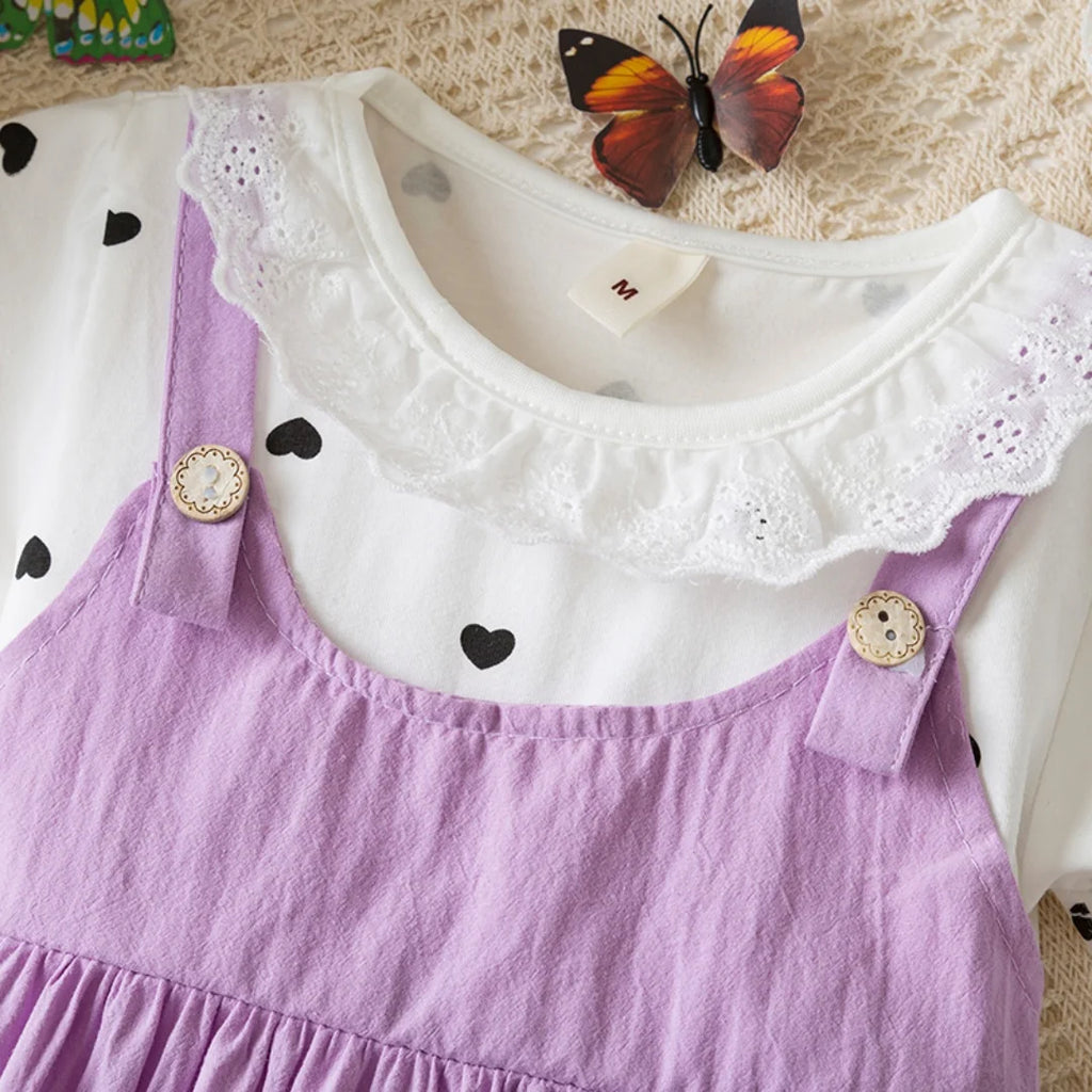 Baby Girl Dress Summer Love And Spot Pattern Doll Collar Baby Dresses Cute Casual Girl Princess Dresses