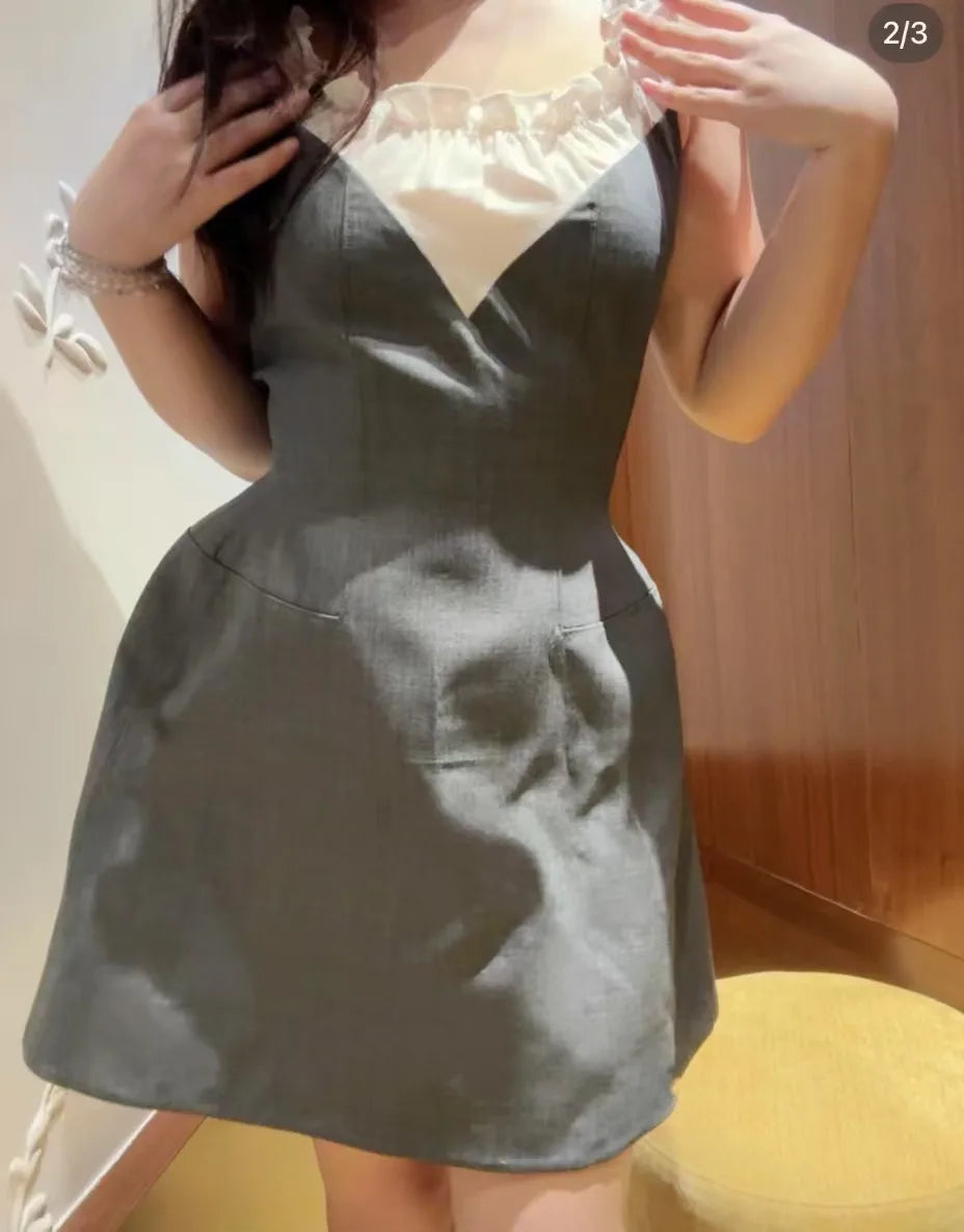 Sweet And Elegant Floral Trim Collar Dress Versatile Splicing Style Casual A-Line Skirt Suitable for All Seasons Shanghai Origin