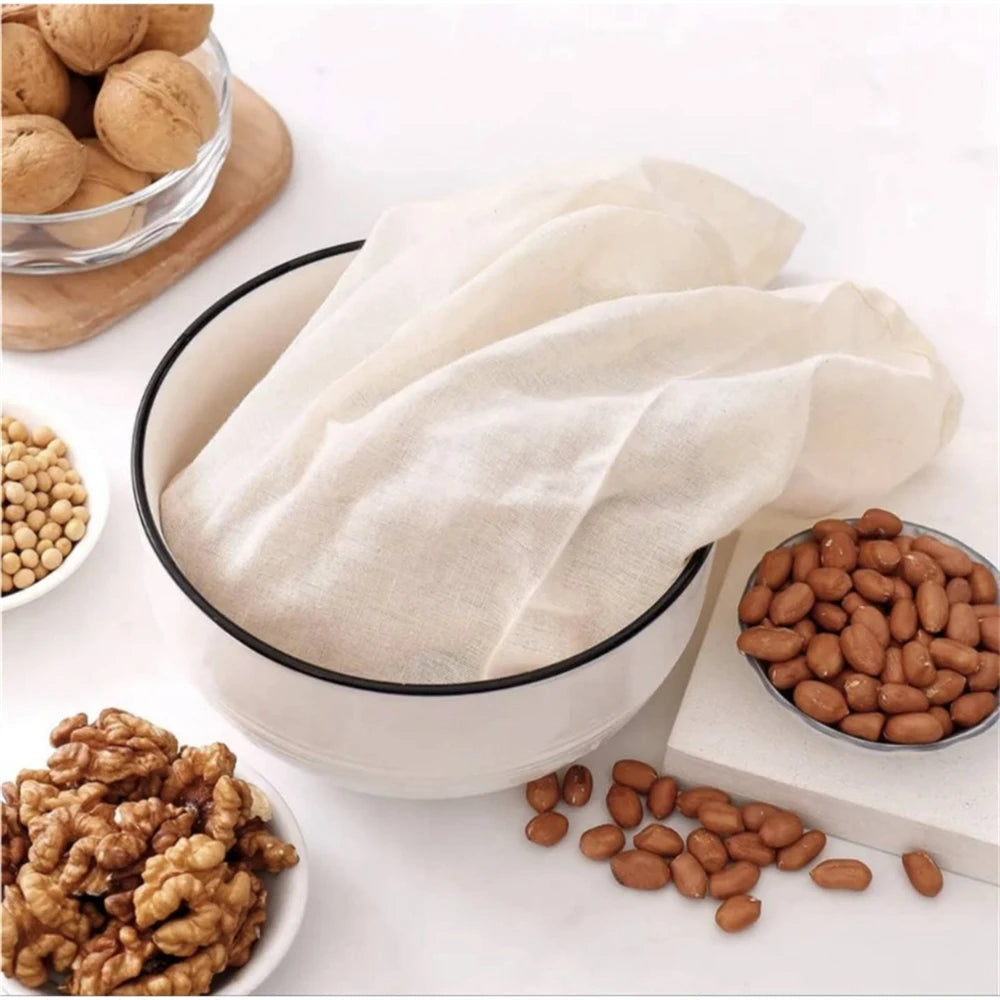 Artículos de cocina de gasa de algodón reutilizables, tela para filtrar tofu y queso, filtro de leche, café, artilugios, comedor, bar, bolsas con cordón para el hogar