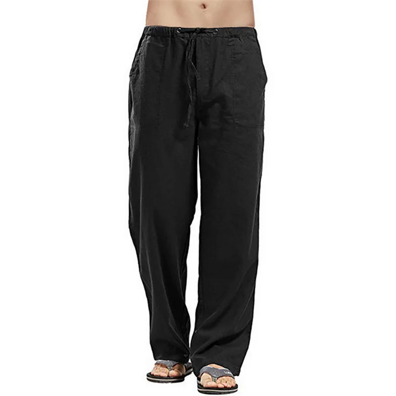 Spring Linen Wide Men Pants Korean Trousers Oversize Cotton Streetwear Male New Yoga Pants Casual Men Clothing Sweatpants