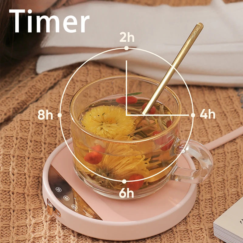 Smart Electric Coffee Mug Warmer with Timer – 3 Temperature Settings for Office Desk