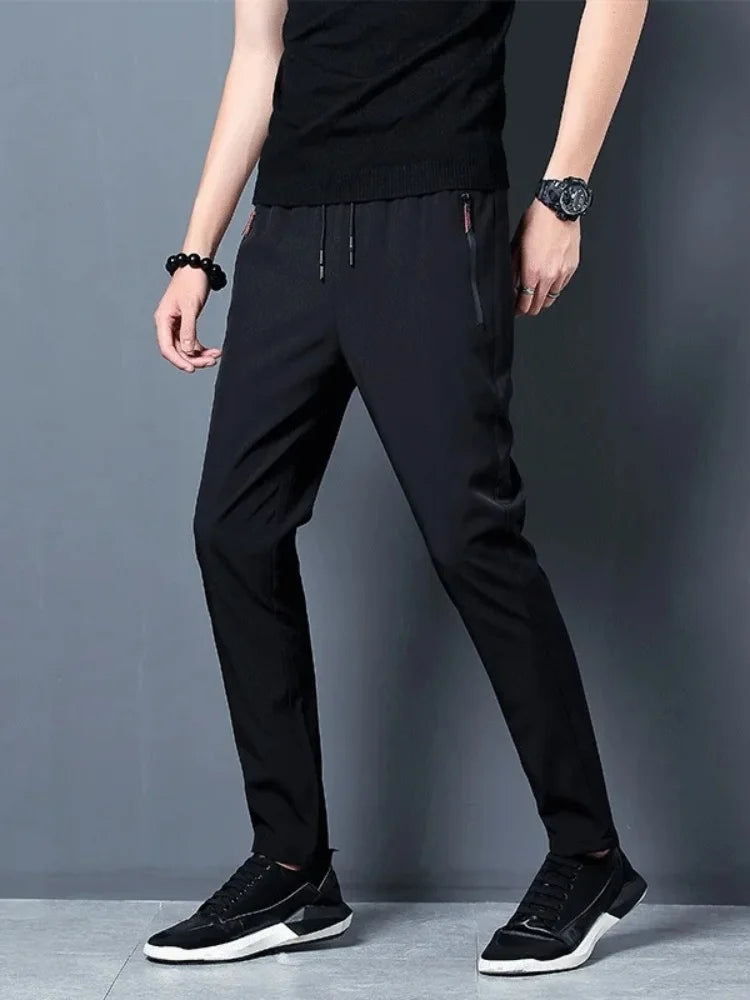 Men's Casual Pants Stretch Slim Fit Elastic Waist Jogger Korean Classic Blue Black Gray Male Brand Trousers Plus Size 4XL 5XL