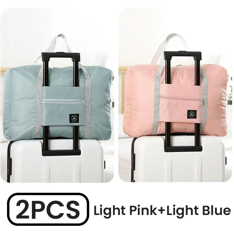 2-Pack Foldable Travel Duffel Bag - Oxford Carry-On Weekender Tote