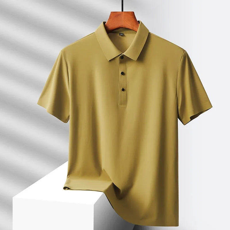 Men's Ice Silk Polo Shirt - Quick-Dry Loose Fit Short Sleeve
