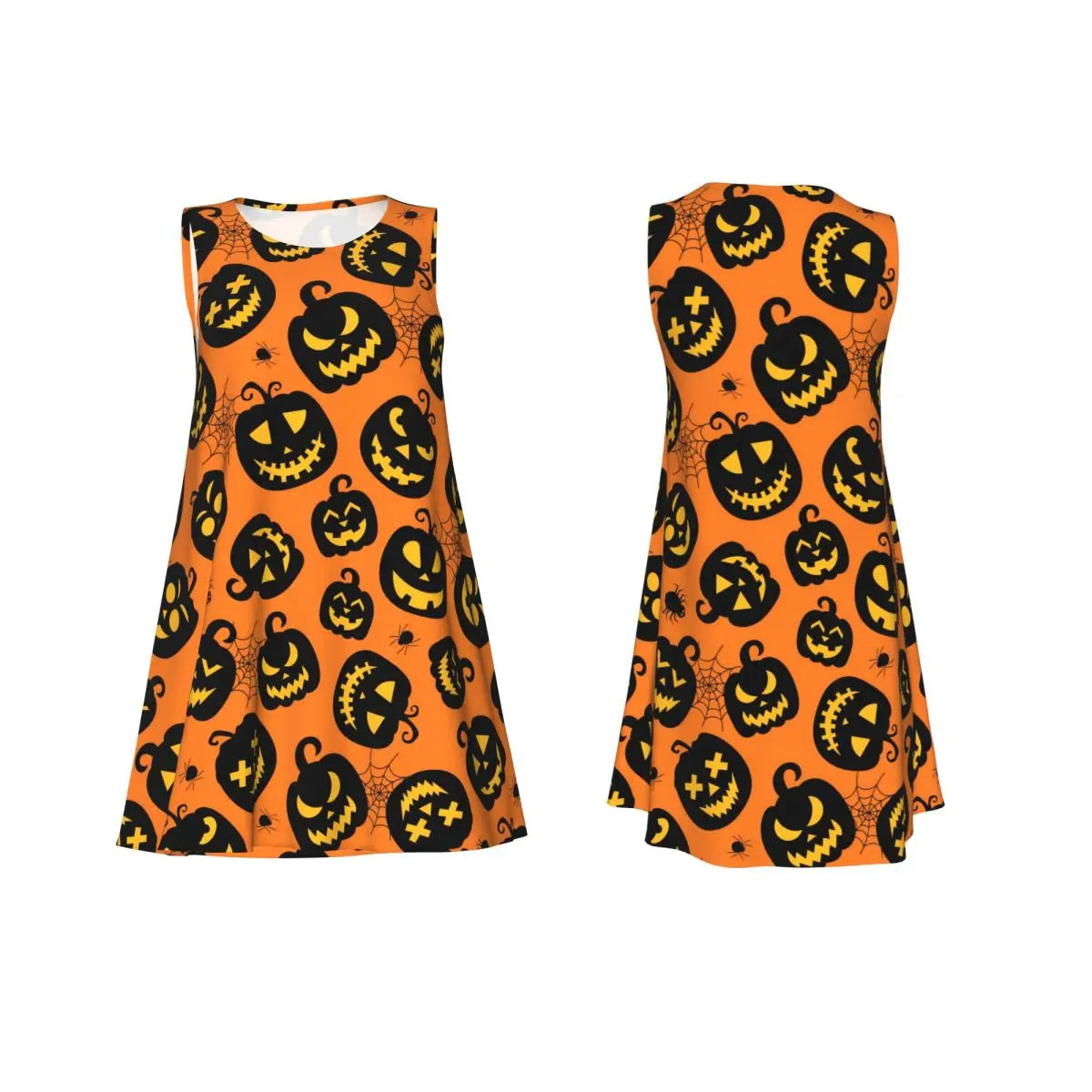Happy Haunts Tank Dress Halloween Pumpkin Aesthetic Dresses Sleeveless Cute Dress Hot Sale O Neck Ladies Printed Clothing