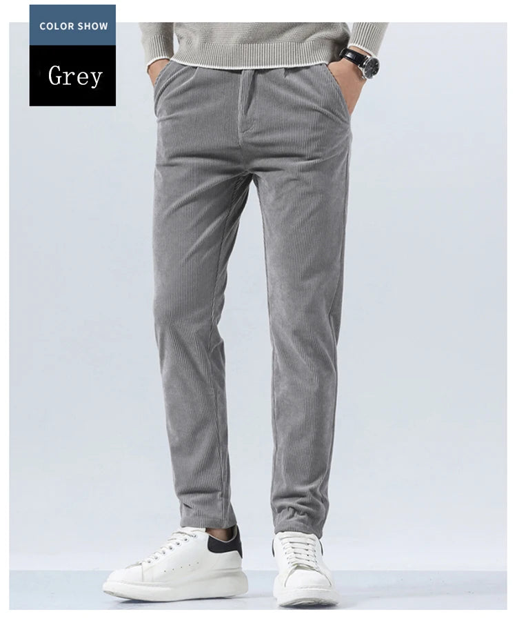 Autumn and Winter Men's Corduroy Trousers New Men's Clothing Stretch Slim Fit Casual Pants Fashion Mens Business Work Pants