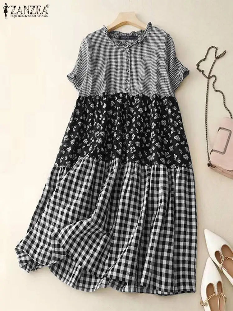 Women's Plaid Long Dress | Casual Loose Summer Sundress