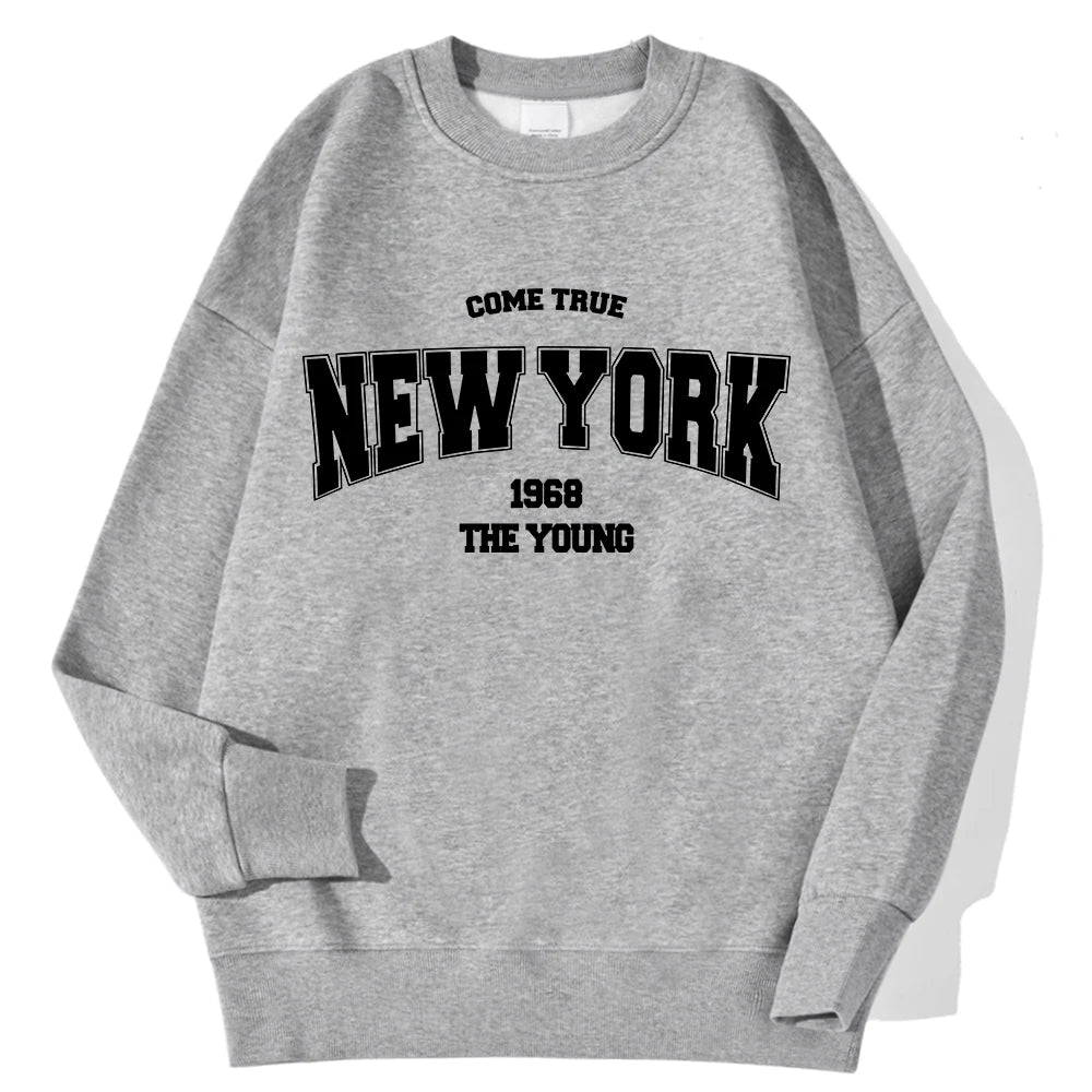 New York California Malibu Letter Sweatshirts Winter Women'S Casual Loose Hoodie Fleece Warm Crewneck Pullover Comfortable Clothes