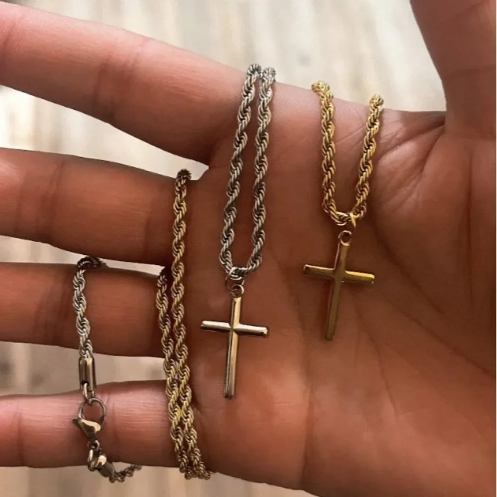Men'S Cross Pendant Necklace Fashion Metal Pendant Accessory Jewelry