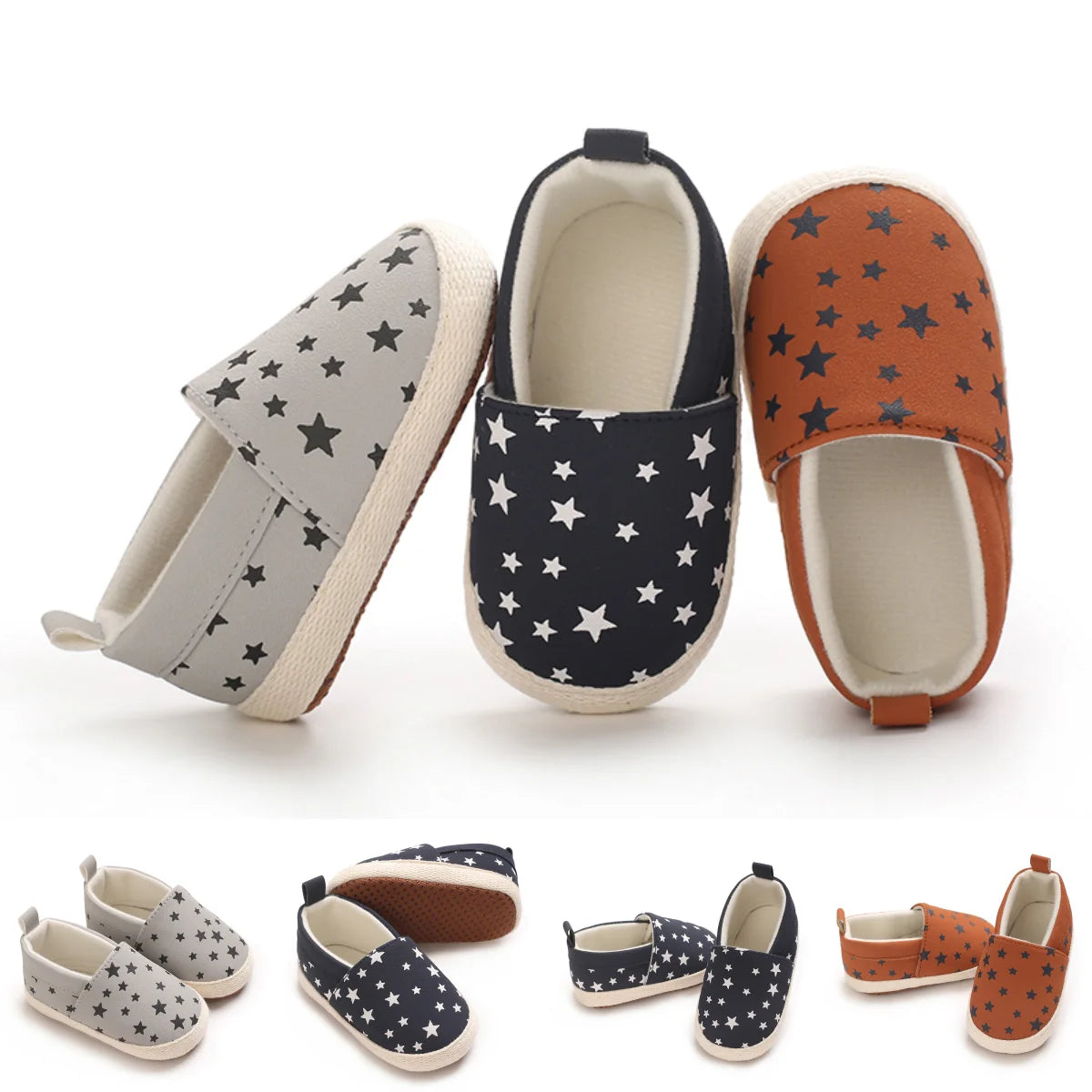Little Star Baptismal Baby Casual Flat Shoes Spring Autumn Soft Walking Shoes For Infant Toddler 0-18 Months