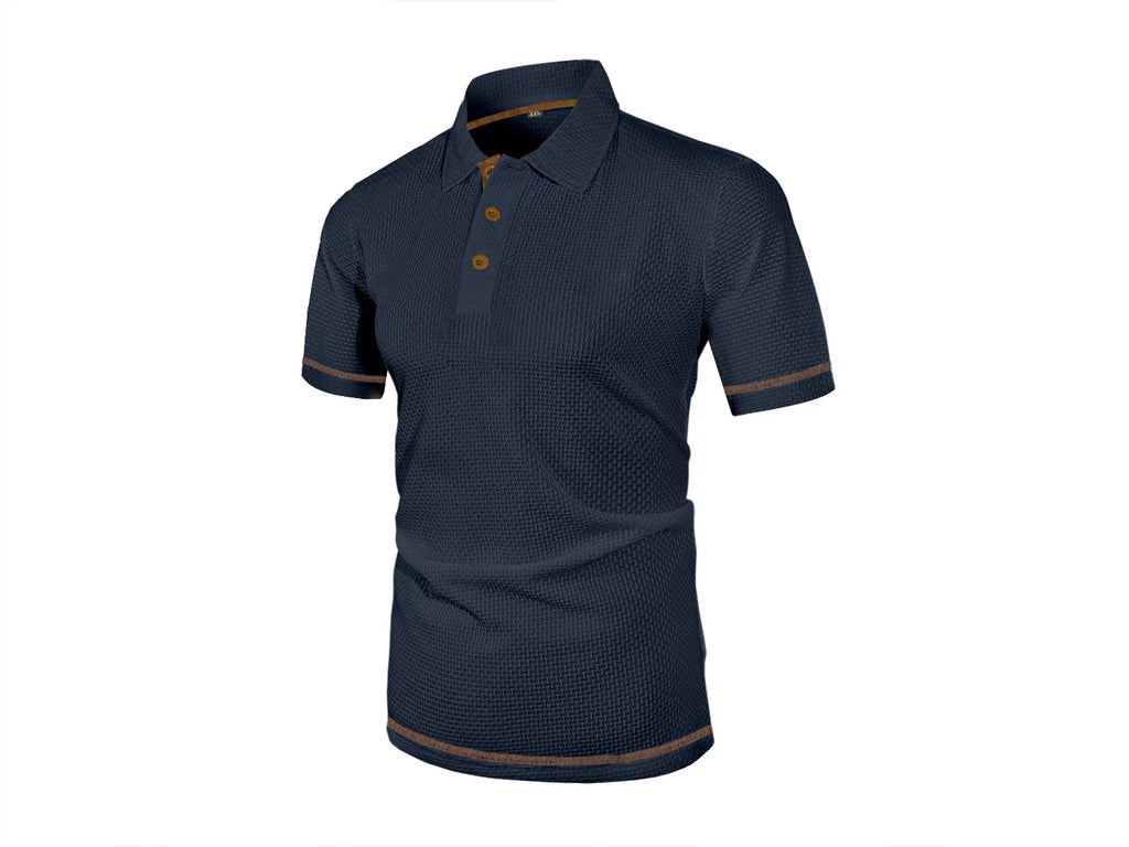 Summer ice silk lapel men's short-sleeved T-shirt men's clothing top