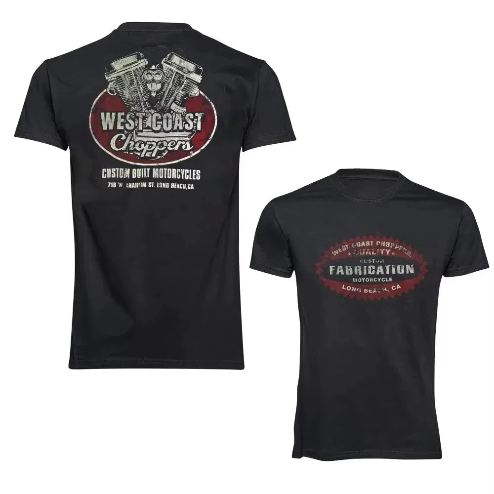 Retro Biker Cross Graphic T Shirt Men Women'S Black Cotton Oversized Short Sleeve Streetwear Casual Motorcycle Style Tee Tops