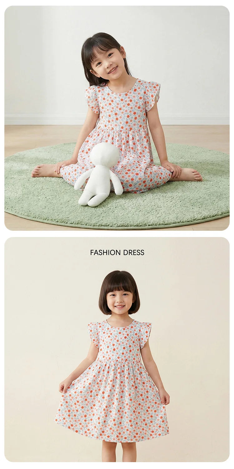 Girls Dresses Summer Children's Soft and Comfortable Floral Dresses Cool and Stylish Little Girls' Princess Dresses Baby Clothes