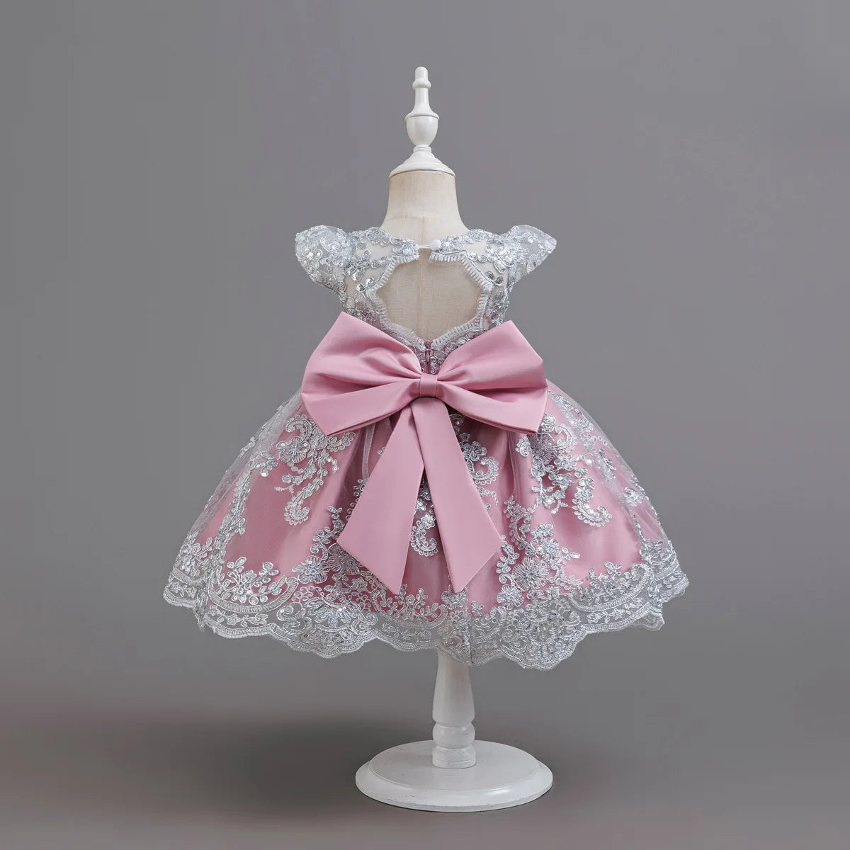 HETISO Children's Dress Princess Embroidery Lace Flower Girls Holiday Party Ball Gown Little Kids Summer Costume 1-6Y