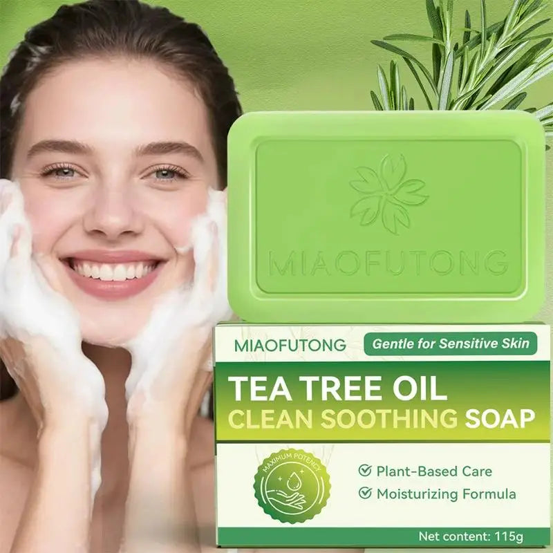 MIAOFUTONG Gentle For Sensitive Skin TEA TREE OILANTIFUNGAL SOAP Plant-Based Care Moisturizing FormulaG Lmproving Acne