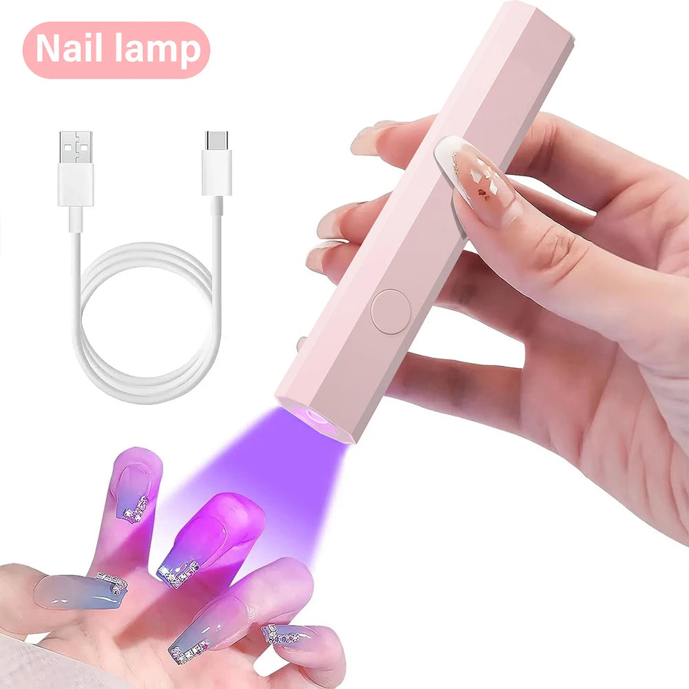 YIKOOLIN Portable Rechargeable UV LED Nail Dryer Mini Gel Polish Curing Lamp 2 Timing Modes USB Charging Manicure Tool Home Use