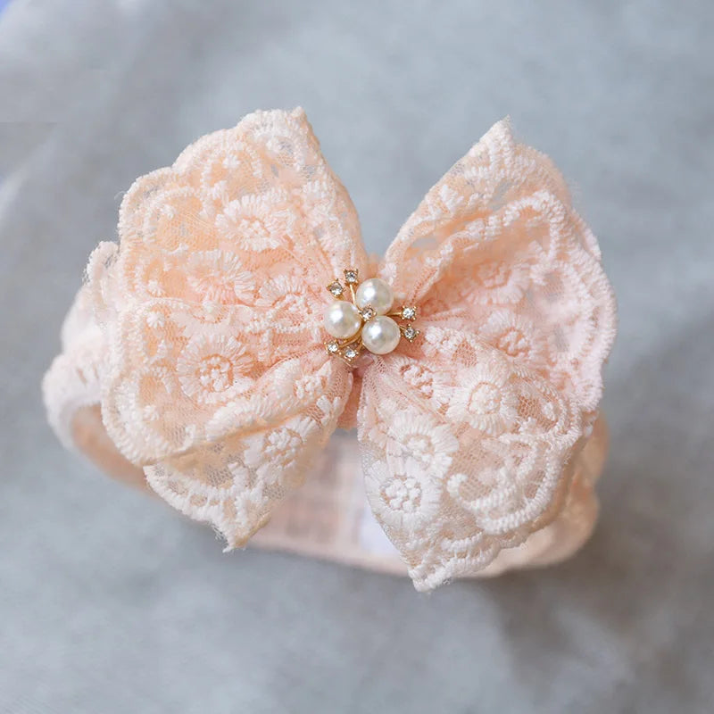 White Lace Bow Baby Headbands for Girl Cute Bowknot Hair Band Elastic Infant Turban Newborn Headwear Baby Hair Accessories 머리띠