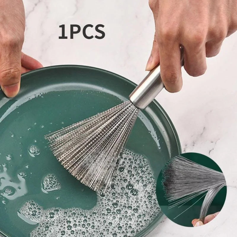 1 Herramienta de Cocina de Acero Inoxidable, Cepillo Limpiador de Ollas, Cepillo Fregador de Utensilios de Cocina, Cepillo de Alambre Desincrustante, Nuevo