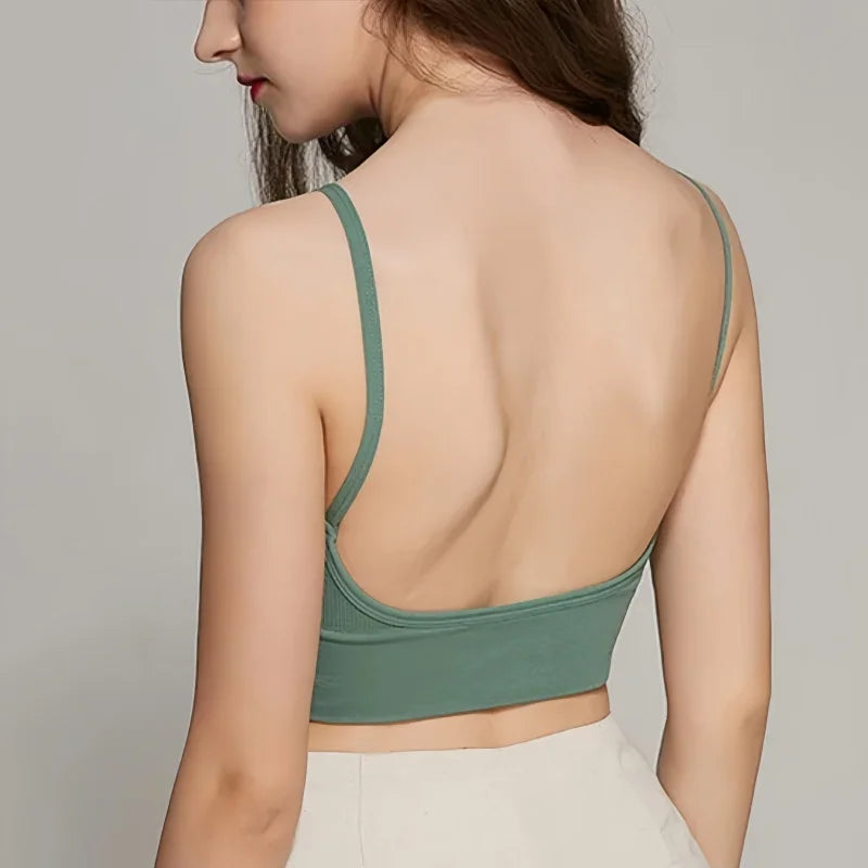 Women's Crop Top Ribbed Tube Top U-Back Comfort Bra Streetwear Camis Sexy Lingerie Seamless Underwear Sports Tank Bralette M-XL
