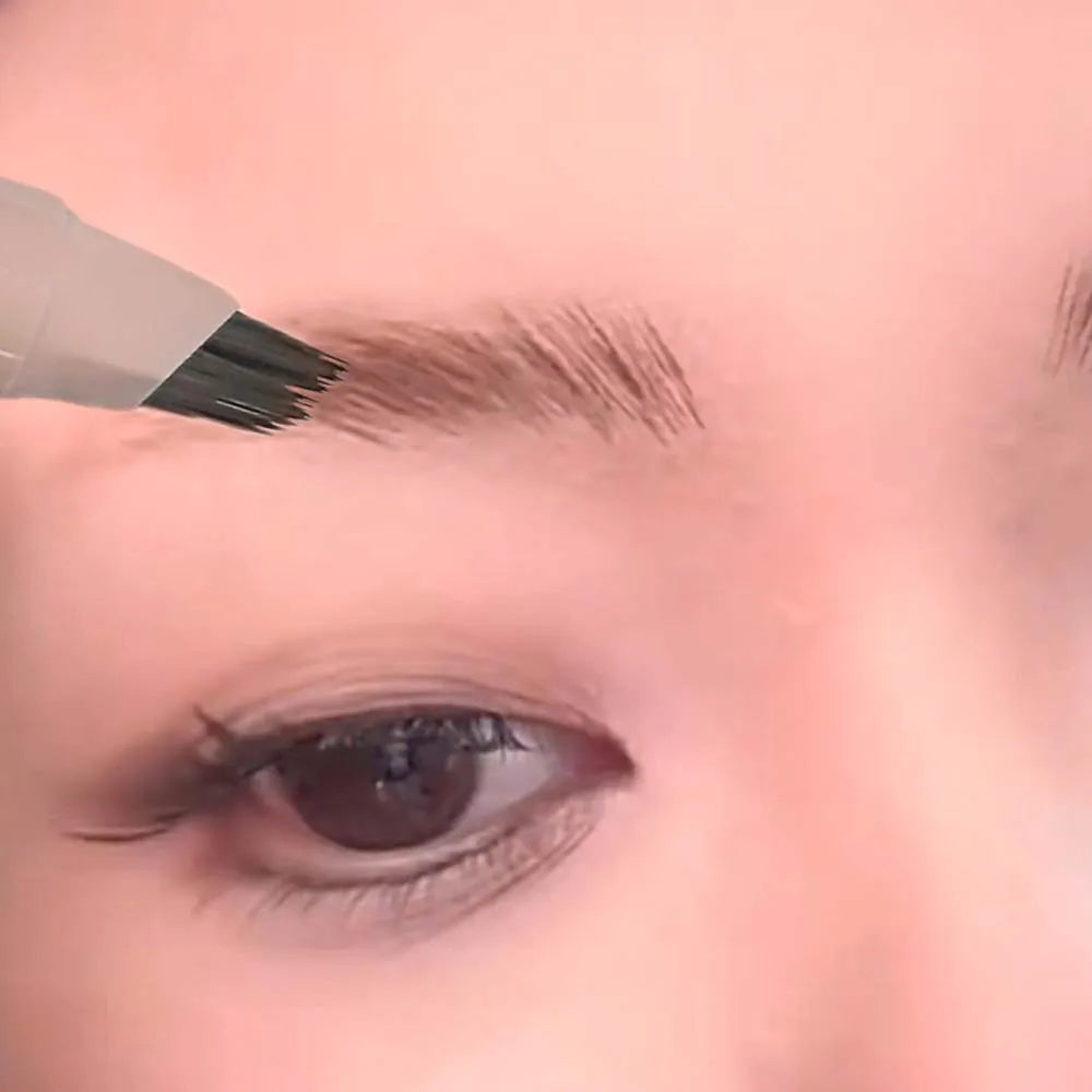 Natural Hair-Like Stroke Liquid Eyebrow & Hairline Pen Multi Forks Outline Wild Eyebrow Easy To Wear Waterproof Makeup Pen