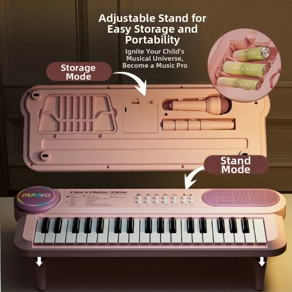 Early Education 37 Keys Piano Keyboard Multifunctional with Microphone Electronic Piano Electronic Birthday Gift Musical Gift
