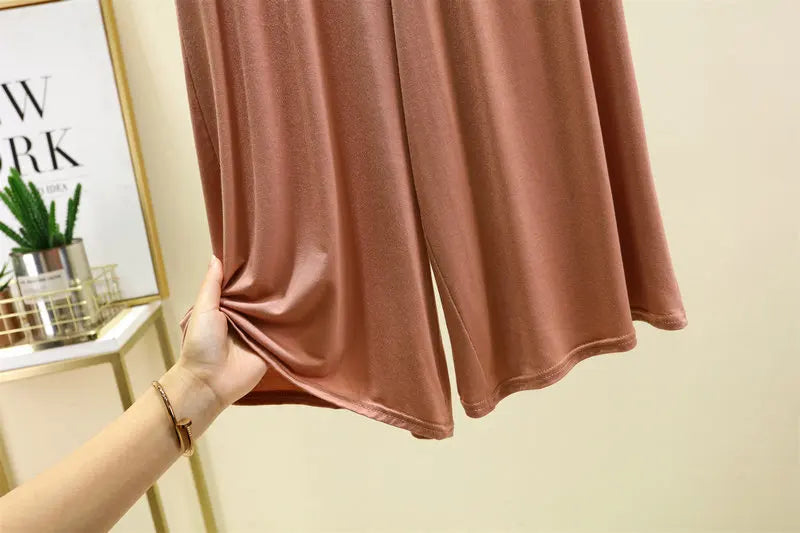Women's Modal Wide Leg Lounge Shorts - High Waist Loose Fit Casual