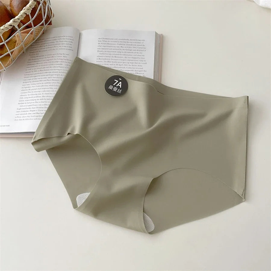 4PCS Seamless Mulberry Silk Underwear Ultral Thin Women's Panties Sexy High Elastic Invisible Briefs Soft Underpants Lingerie