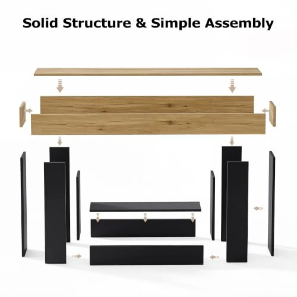 63" Console Table, 2-Tier Entryway/Sofa Table, U-Shaped Base, Brown | Storage Shelf for Baskets & Books; Scratch &
