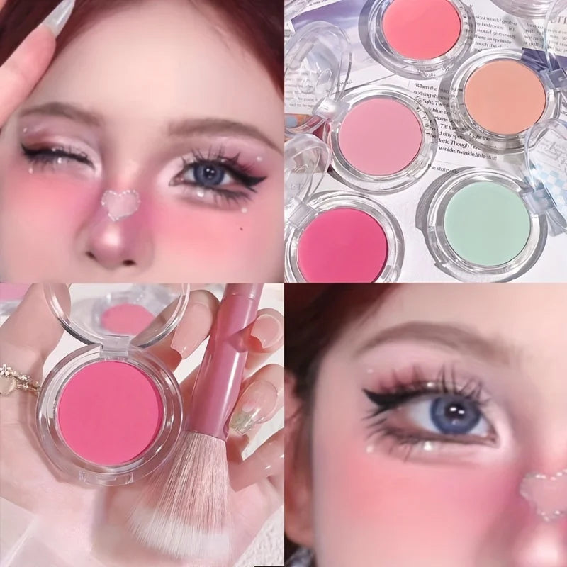 Brighten Face Blush Palette Face Contouring Face Blusher Cheek Tint Cheek Rouge Waterproof Monochrome Matte Female Makeup 1Pc