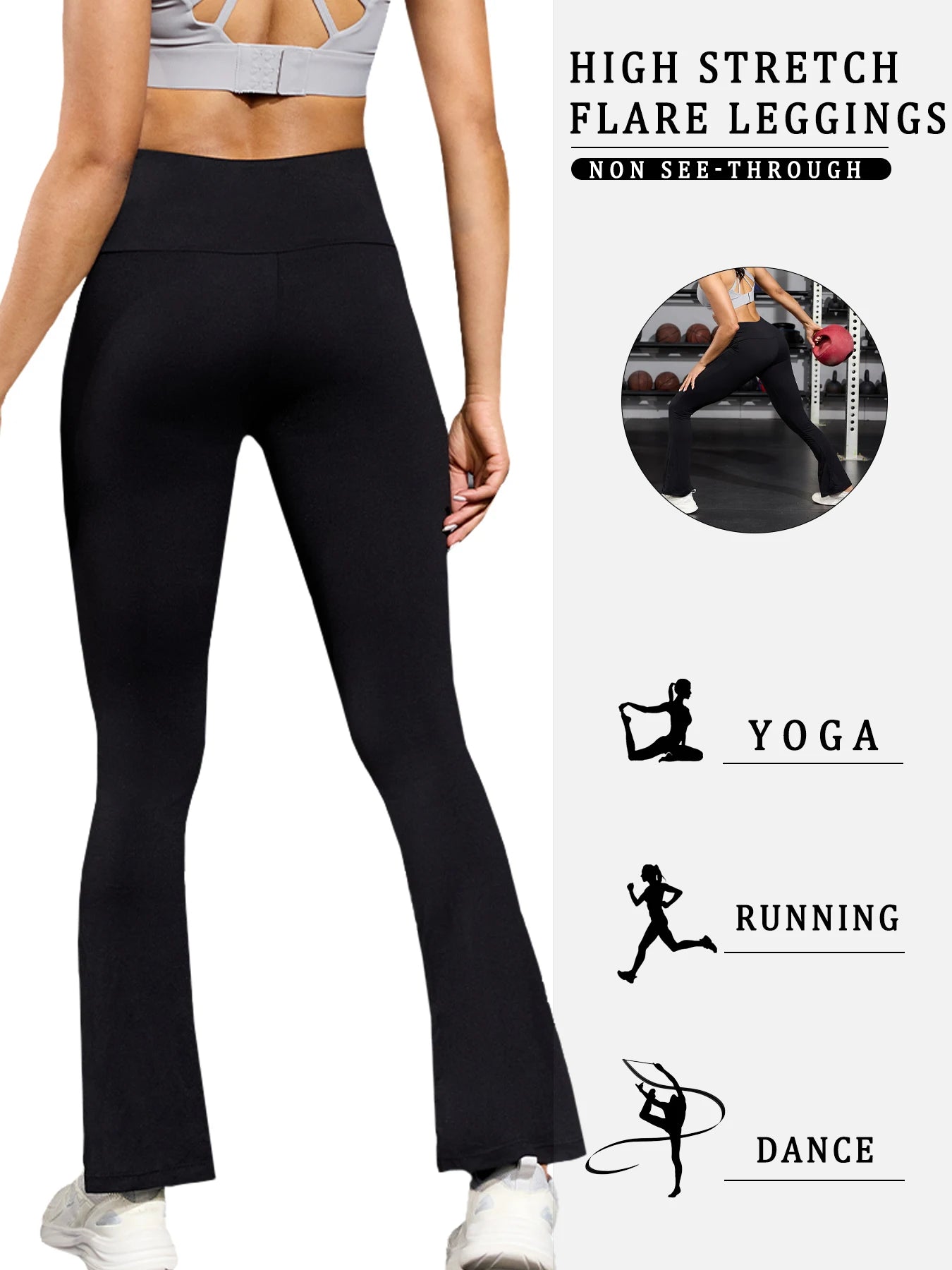 Women's Super Soft Flare Pants High Waisted Tummy Control Workout Yoga Push Up Gym Fitness Long Leggings Bell Bottoms