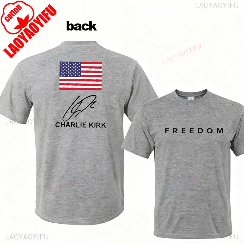 Charlie Kirk Freedom Shirt Patriotic Graphic Tee Tribute For Patriotic Activists Streetwear