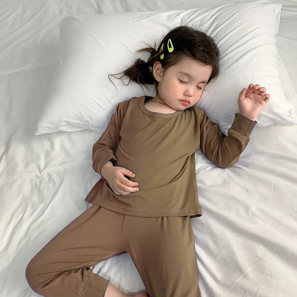 1-8T Toddler Kid Baby Boy Girl Pajamas Set Homewear 2pcs Clothes Set Long Sleeve Top High Waist Pant Suit PJ Outfit