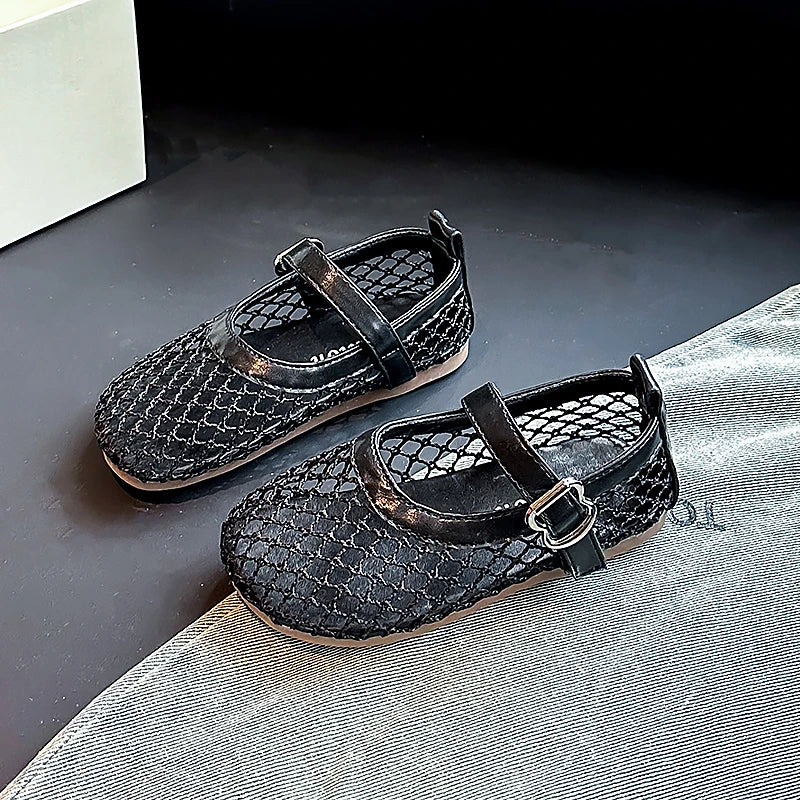 Children's Perforated Mesh Slip-on Shoes New Beige Breathable Boys' Girls' Leather Shoes Pink Soft Anti-slip Kids Baby Sandals