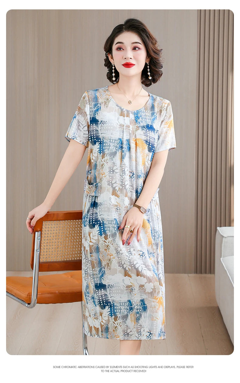 2026 New women summer print casual o-neck casual short Vestidos Vintage dresses summer thin dress